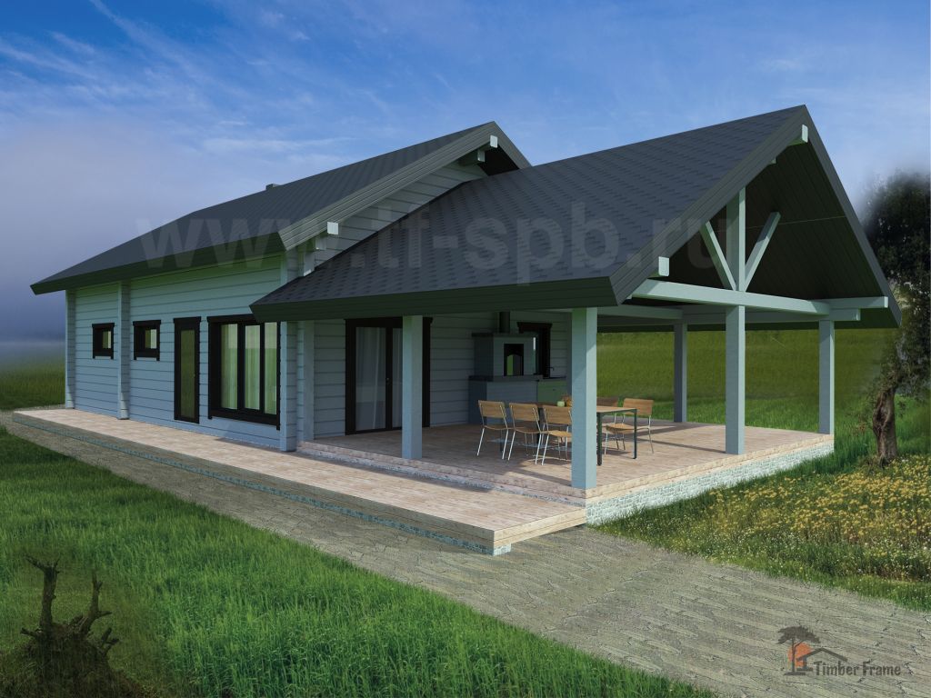 Проект дома-бани HELVI SAUNA 151 ✫ дом со вторым светом и с террасой ✫ Планировка и фото