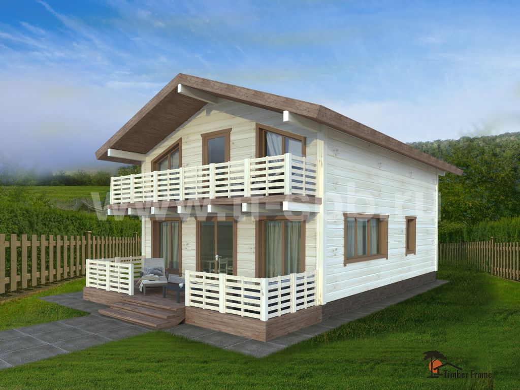 Проект TERO 144 ✫ дом с балконом, с террасой и сауной ✫ Планировка и фото