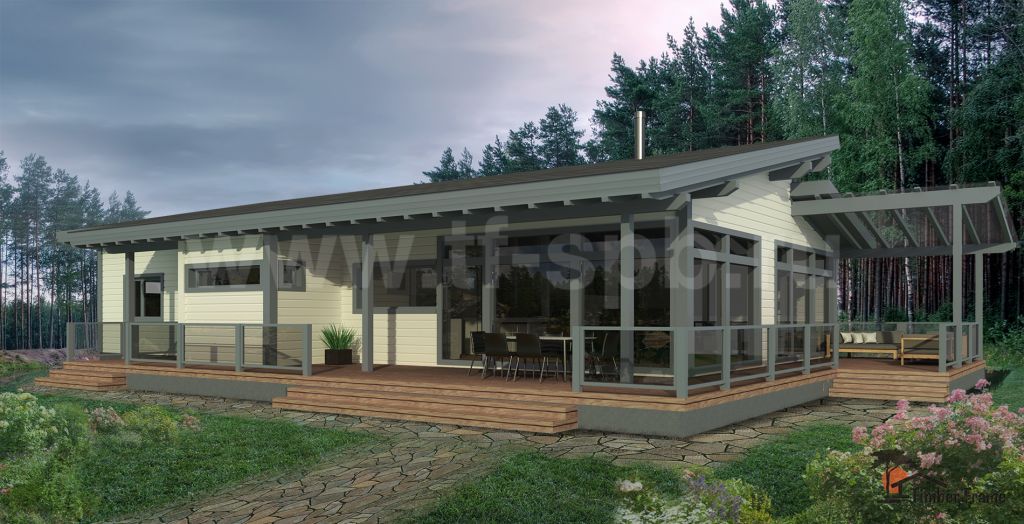 Проект KAISLA 168 ✫ дом с террасой и сауной ✫ Планировка и фото